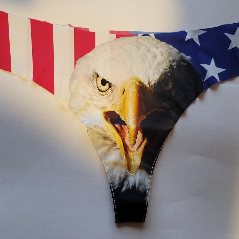 Womens Thong American Flag Seamless Panties Small